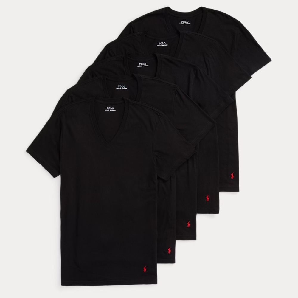 Polo Ralph Lauren Classic-Fit V-Neck Undershirts 5-pack
